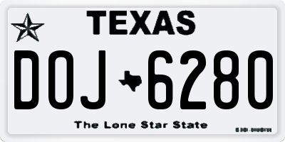 TX license plate DOJ6280