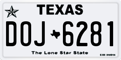 TX license plate DOJ6281