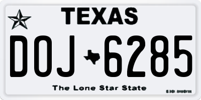 TX license plate DOJ6285