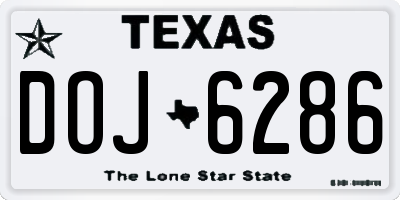 TX license plate DOJ6286