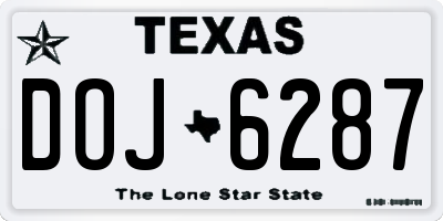 TX license plate DOJ6287