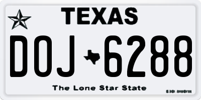 TX license plate DOJ6288