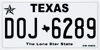 TX license plate DOJ6289