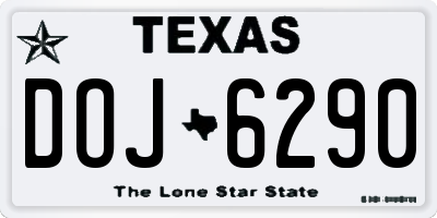 TX license plate DOJ6290