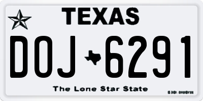 TX license plate DOJ6291