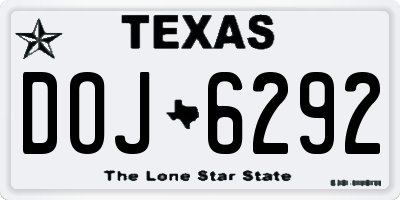 TX license plate DOJ6292