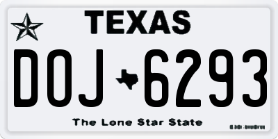 TX license plate DOJ6293