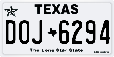 TX license plate DOJ6294