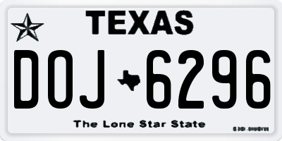 TX license plate DOJ6296