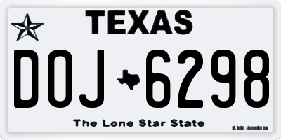TX license plate DOJ6298