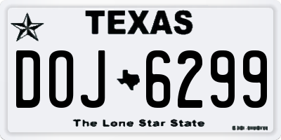 TX license plate DOJ6299