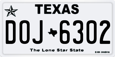 TX license plate DOJ6302