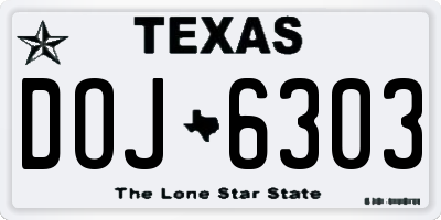 TX license plate DOJ6303