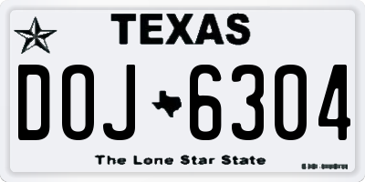 TX license plate DOJ6304