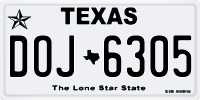 TX license plate DOJ6305