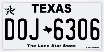 TX license plate DOJ6306