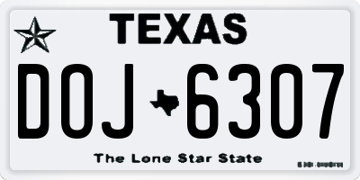 TX license plate DOJ6307