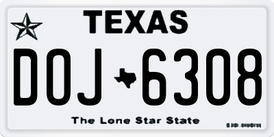 TX license plate DOJ6308