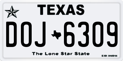 TX license plate DOJ6309