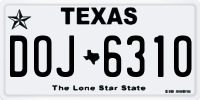 TX license plate DOJ6310