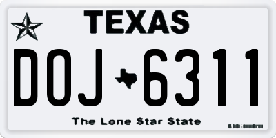 TX license plate DOJ6311