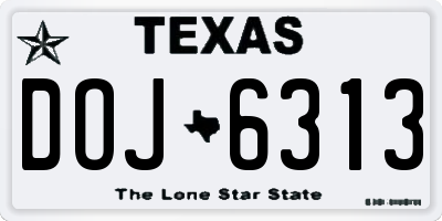 TX license plate DOJ6313