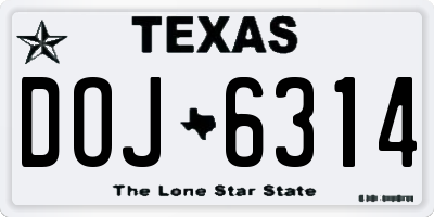 TX license plate DOJ6314