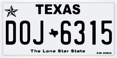 TX license plate DOJ6315