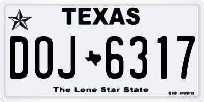 TX license plate DOJ6317