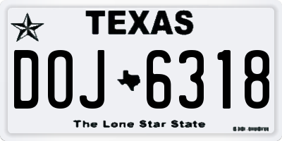 TX license plate DOJ6318