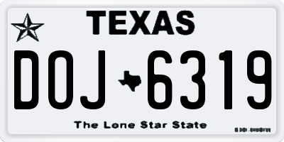 TX license plate DOJ6319