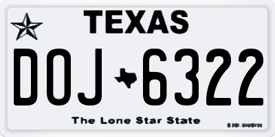 TX license plate DOJ6322