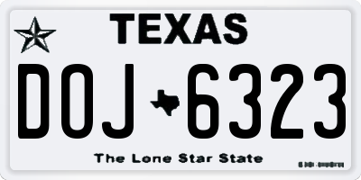 TX license plate DOJ6323