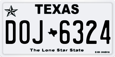 TX license plate DOJ6324