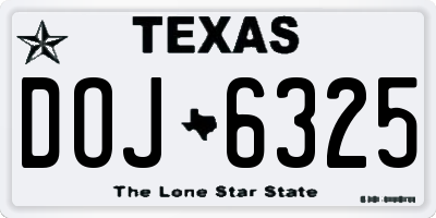 TX license plate DOJ6325