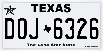 TX license plate DOJ6326