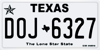 TX license plate DOJ6327