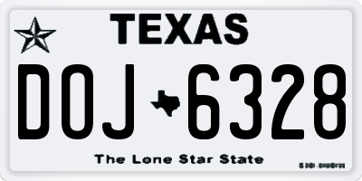 TX license plate DOJ6328