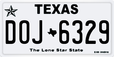 TX license plate DOJ6329