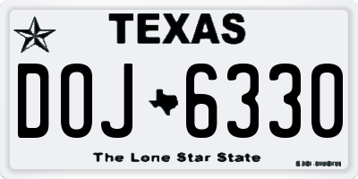 TX license plate DOJ6330
