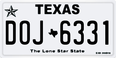 TX license plate DOJ6331