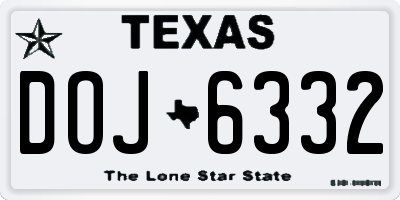 TX license plate DOJ6332