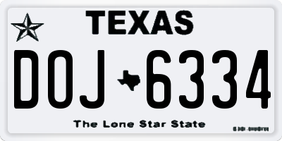 TX license plate DOJ6334