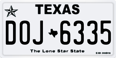 TX license plate DOJ6335