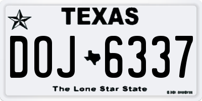 TX license plate DOJ6337