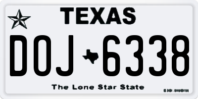 TX license plate DOJ6338