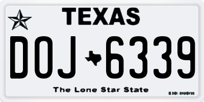 TX license plate DOJ6339