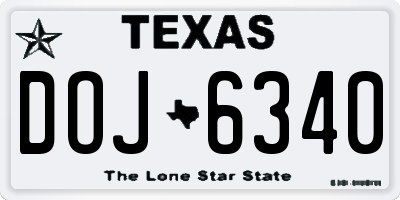 TX license plate DOJ6340