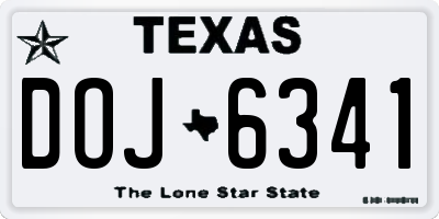 TX license plate DOJ6341