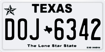 TX license plate DOJ6342